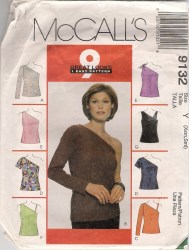 9132 MCCALLS 9 EZ ASYMMETRY/STRAPPY KNIT TOPS PATTERN XS-SMALL; MED,LARGE CHOICE